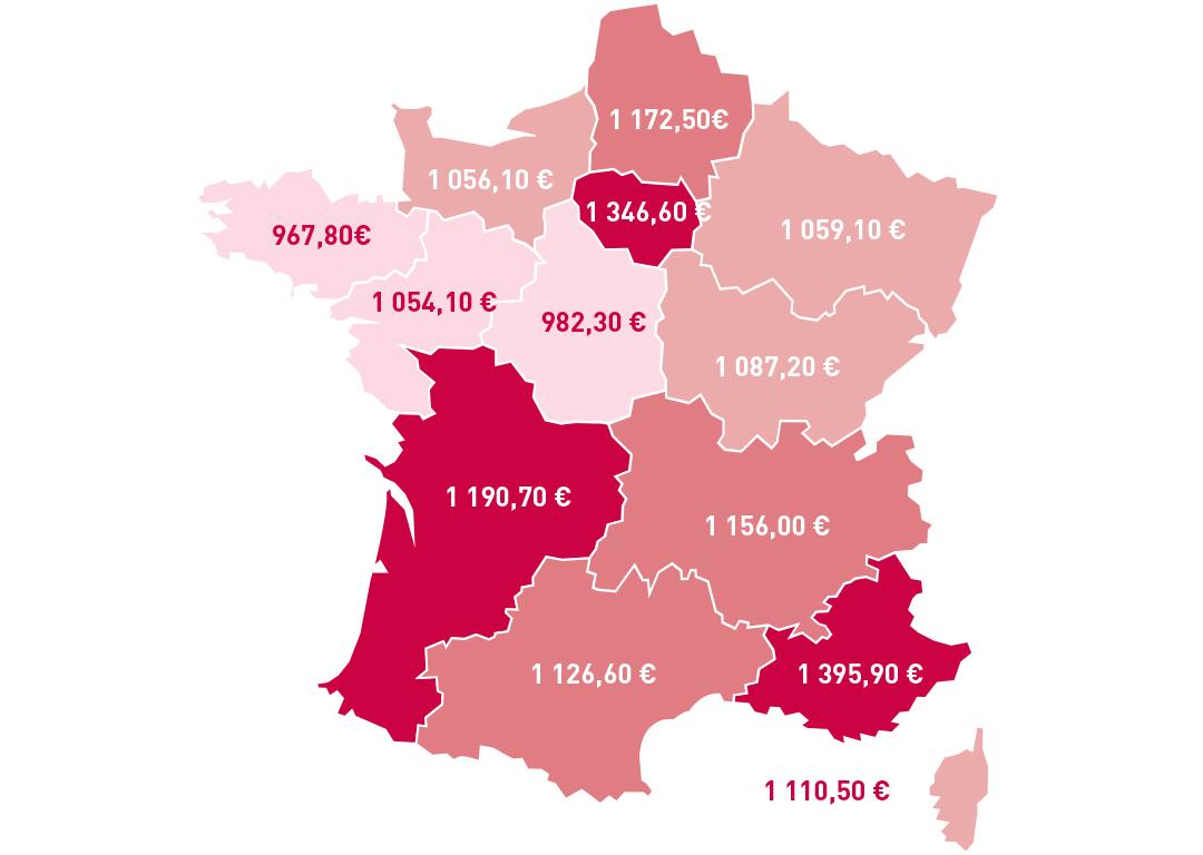 Dépenses de santé des Français en 2021 par région